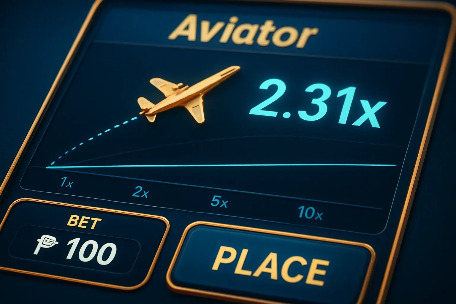 Aviator game interface with plane trajectory, multiplier graph, and PHP bet panel